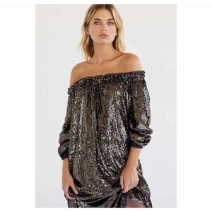 Free People Emilia Sequin Off The Shoulder Dress Midi Dress $278